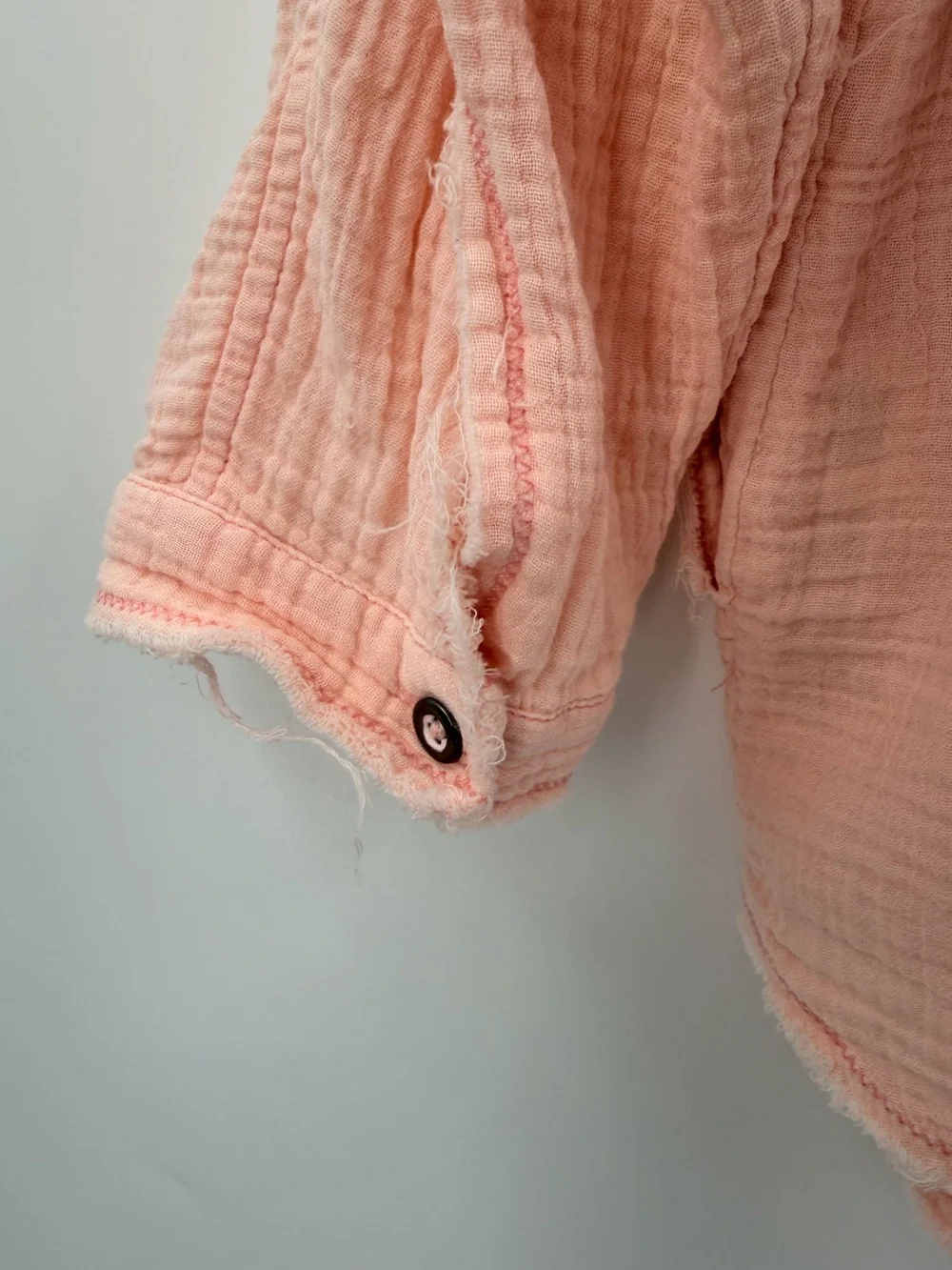 Free People Pink Summer Daydream Oversized Button Down Cotton Gauze Shirt Medium